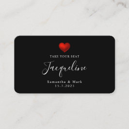 Ett enkelt, modernt, rött, platta Bröllop-kort Placeringskort