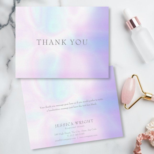 Ett enkelt, modernt visitkort - tack för ditt före (Simple Modern Iridescent Business Thank You Card)