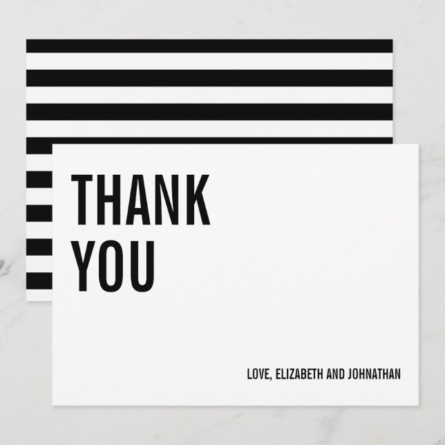 Ett enkelt och minimalt typografi i Bröllop - tack Kort (Fram/baksida)