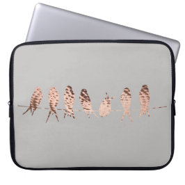 Ett enkelt och modernt Grått med kopparfågeldesign Laptop Sleeve