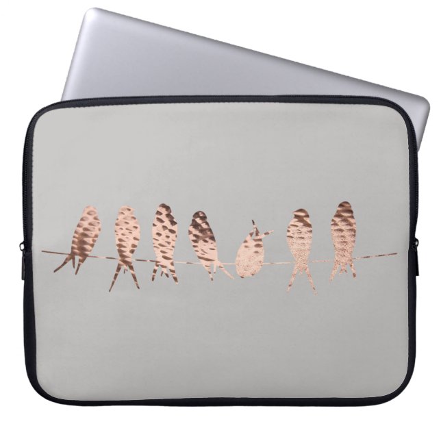 Ett enkelt och modernt Grått med kopparfågeldesign Laptop Sleeve (Framsidan)