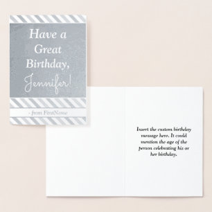 Ett enkelt Silver Foil-kort "have a Underbar Birth Folierat Kort