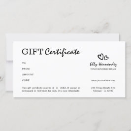 Ett enkelt skript Logotyp Heart Black Gift-certifi