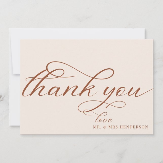 Ett enkelt skript med minimalistiskt Bröllop-tack. Tack Kort (Framsida)