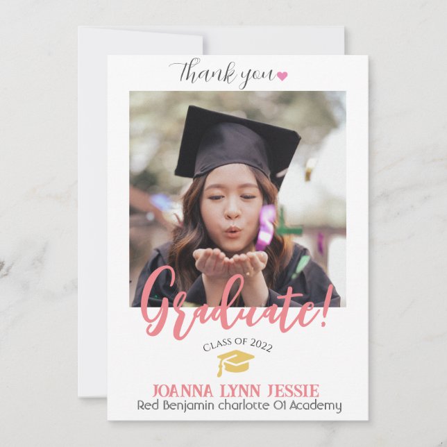 Ett enkelt Studenten Cap-tackskript för Elegant gu Tack Kort (Framsida)