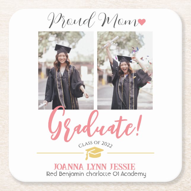 Ett enkelt Studenten Cap-tackskript för Elegant gu Underlägg Papper Kvadrat (Framsidan)