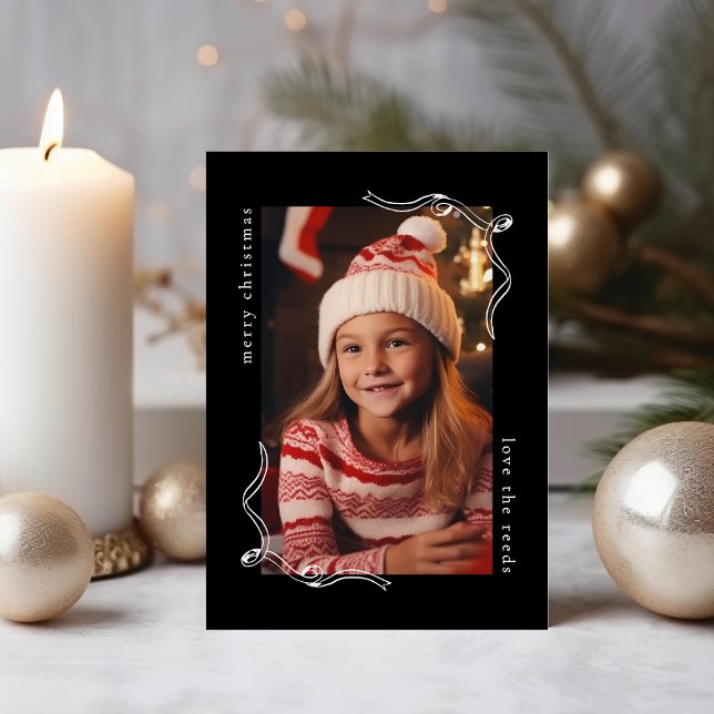 Ett enkelt svart foto-Helgdag med menyfliksdesign Julkort (Skapare uppladdad)