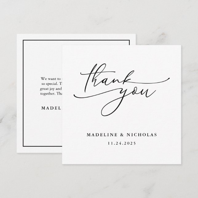 Ett enkelt svartvitt och vitt kort - tack (Fram/baksida)