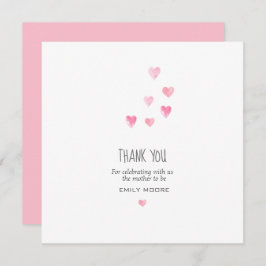 Ett enkelt tack för rosa av vattenfärger, hjärtan