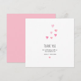 Ett enkelt tack för rosa av vattenfärger, hjärtan kort