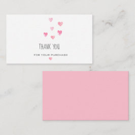 Ett enkelt tack för rosa av vattenfärger,  hjärtan tilläggskort