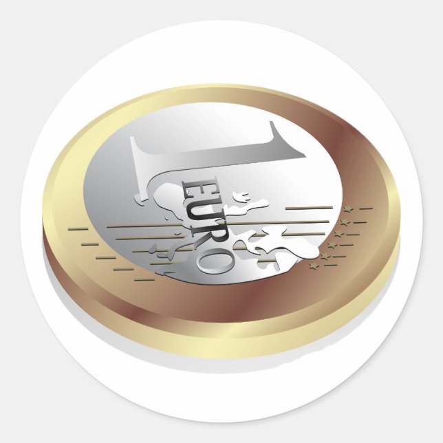 Ett euromyntmärke runt klistermärke (Framsida)