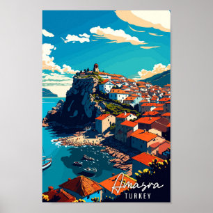 Ett exempel på Amasra Turkey vintage resor Poster