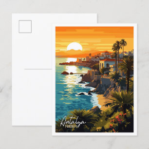 Ett exempel på Antalya Turkey vintage resor Vykort