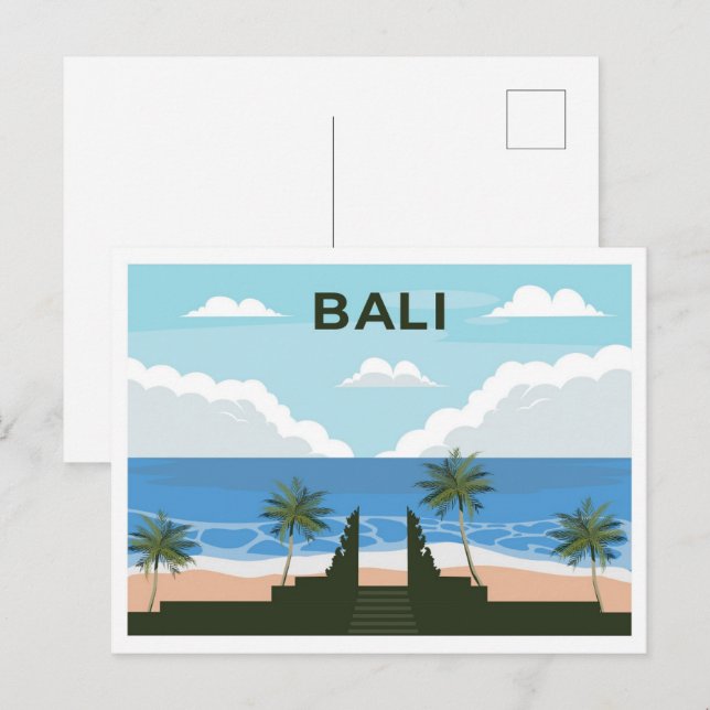 Ett exempel på Bali Indonesia-resa i ställe Vykort (Fram/baksida)