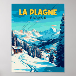 Ett exempel på La Plagne Frankrike vintage resor Poster