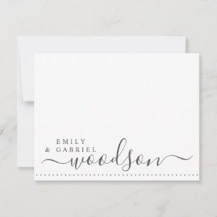 Ett exempel på Newlyweds Namn Bröllop Monogram-skr Anteckningskort