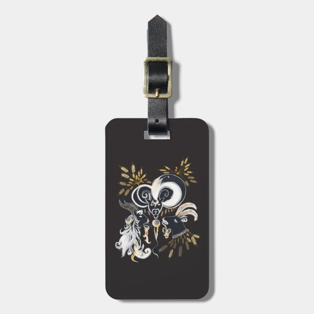 Ett exempel på svart och vit singing Goats bläck Bagagebricka (Vertikal Framsida)