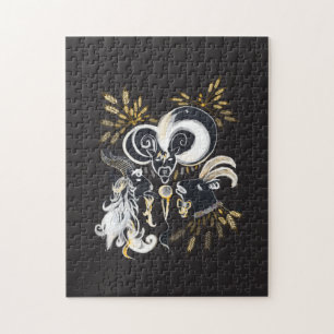 Ett exempel på svart och vit singing Goats bläck Pussel