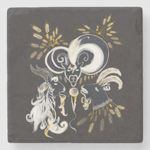 Ett exempel på svart och vit singing Goats bläck Stenunderlägg