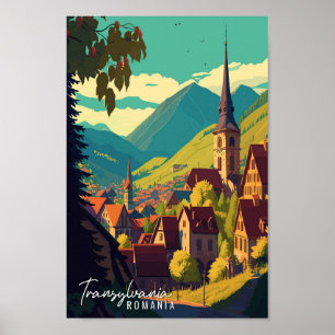 Ett exempel på Transsylvaniens Rumänien vintage re Poster