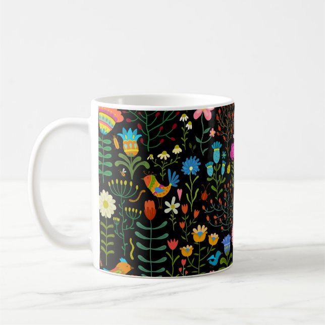 Ett exempel på vackra blommor i hand plockade, mön kaffemugg (Vänster)
