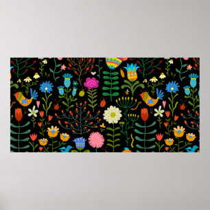 Ett exempel på vackra blommor i hand plockade, mön poster