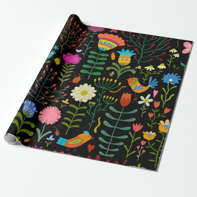 Ett exempel på vackra blommor i hand plockade, mön presentpapper (Utrullad)