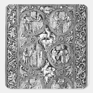 Ett exemplar av elfenben på drottning Melisende's  Fyrkantigt Klistermärke