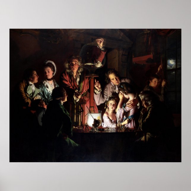 Ett experiment på en fågel i en Luft-pump Poster (Framsidan)