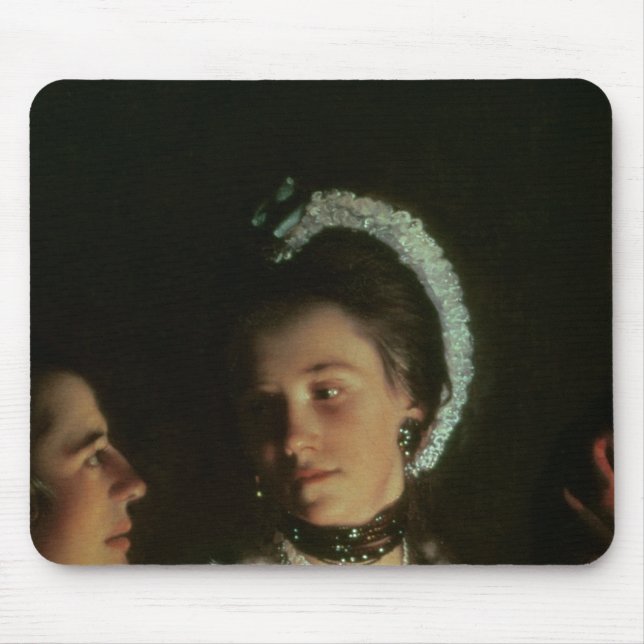 Ett experiment på en fågel i luften pumpar, 1768 musmatta (Framsidan)