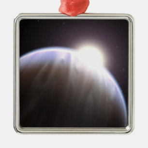 Ett extrasolar planet med dess förälderstjärna julgransprydnad metall