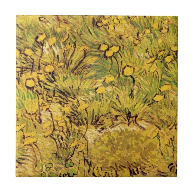 Ett fält av gula blommor av Vincent van Gogh Kakelplatta (Framsidan)
