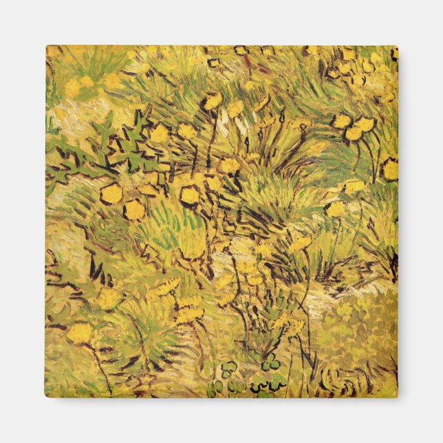 Ett fält av gula blommor av Vincent van Gogh Magnet (Framsidan)