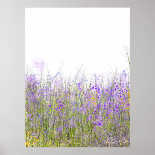 Ett fält av purpurfärgade vildblommar poster