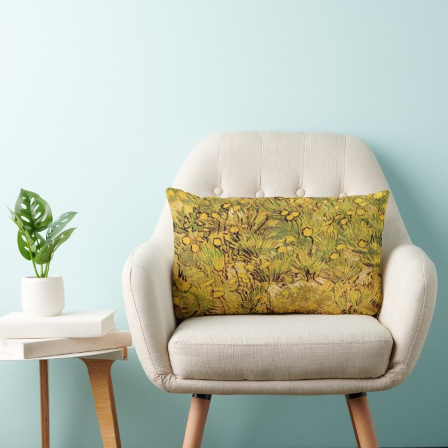 Ett fält med gula blommor av Vincent van Gogh Lumbarkudde (Stol)