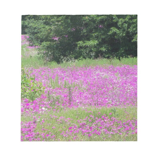 Ett fält med rosa vårvildblommor anteckningsblock (Framsida)