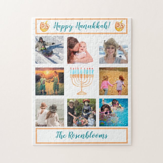 Ett familjefoto Collage Hanukkah Gift Keepsaké    Pussel (Vertikal)