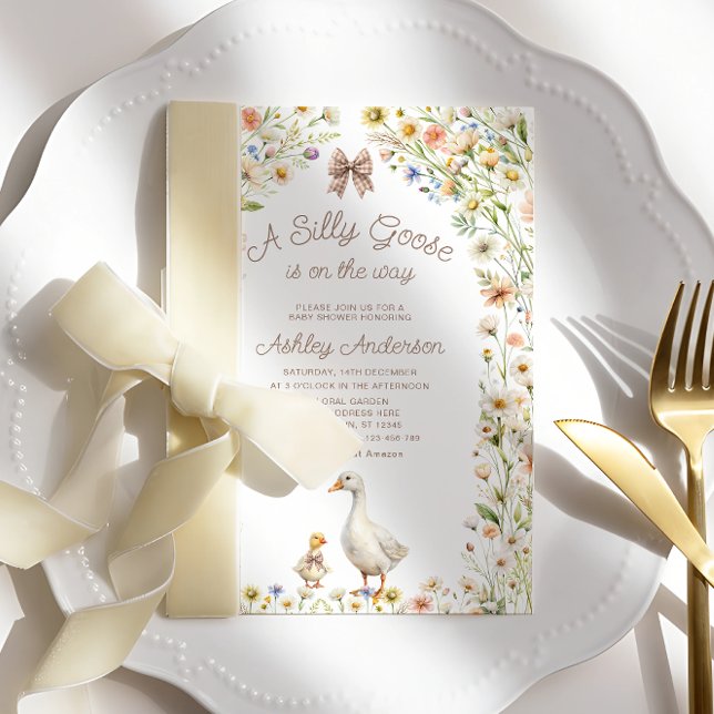 Ett Fånig är en gåsdiskor för spädbarn Inbjudningar (Skapare uppladdad)