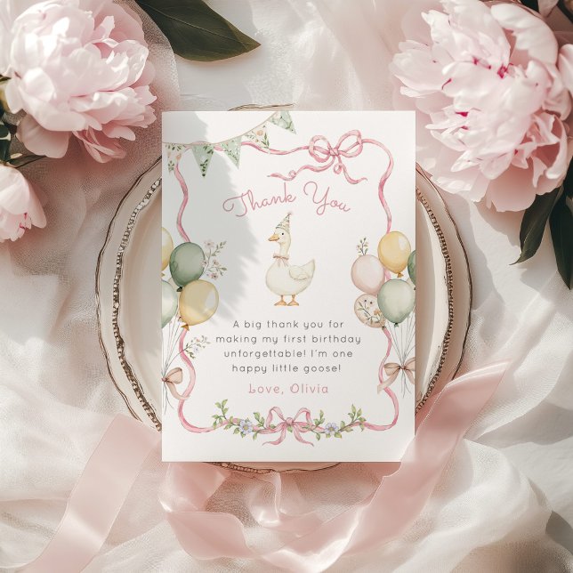 Ett fånig är Rosa Bow Birthday Tack kort (Skapare uppladdad)