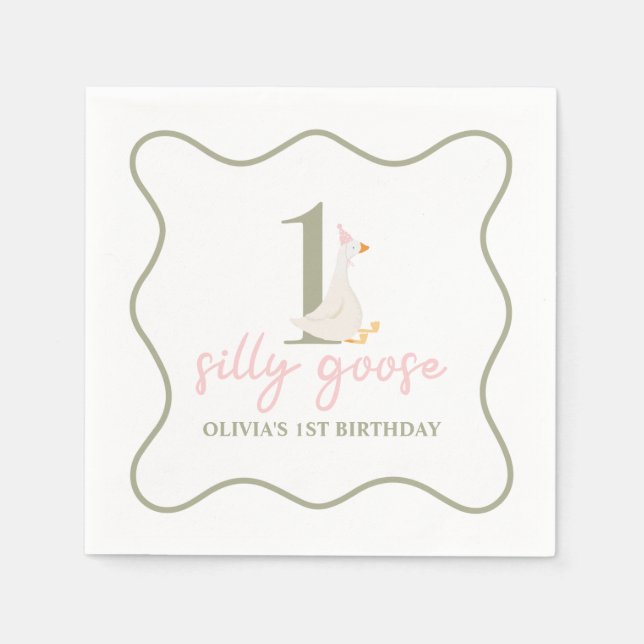 Ett Fånig är rosa och grönt Pappersservett (Framsidan)