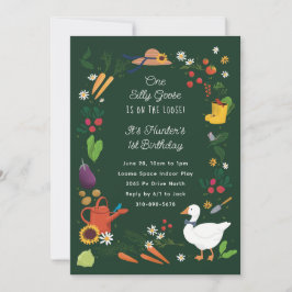 Ett Fånig föder lantbrukare Garden Theme Grönt Bir Inbjudningar