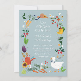 Ett Fånig föder upp lantbrukare Garden Theme Birth Inbjudningar