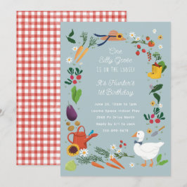 Ett Fånig föder upp lantbrukare Garden Theme Birth Inbjudningar