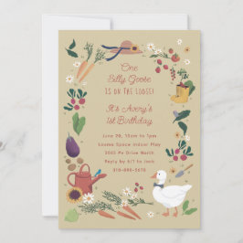 Ett Fånig går Åldras Farmer Garden Theme Birthday Inbjudningar