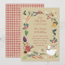 Ett Fånig går Åldras Farmer Garden Theme Birthday Inbjudningar