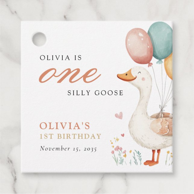 Ett Fånig går över 1:a födelsedagen Party Gåvor Etiketter (Framsida)