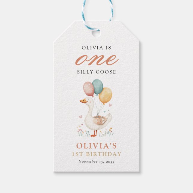 Ett Fånig går över 1:a födelsedagen Party Presentetikett (Framsidan)