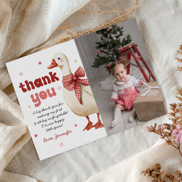 Ett Fånig går på julklapp 1:a födelsedagsfoto Tack Kort