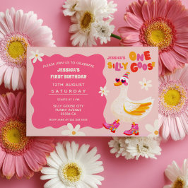 Ett Fånig går på Rosa Flickor Sommar Kids födelsed Inbjudningar